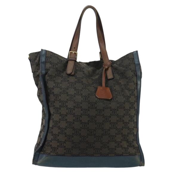 CELINE Paris Macadam Canvas Tote Bag Brown Navy Gold - Picture 13 of 16